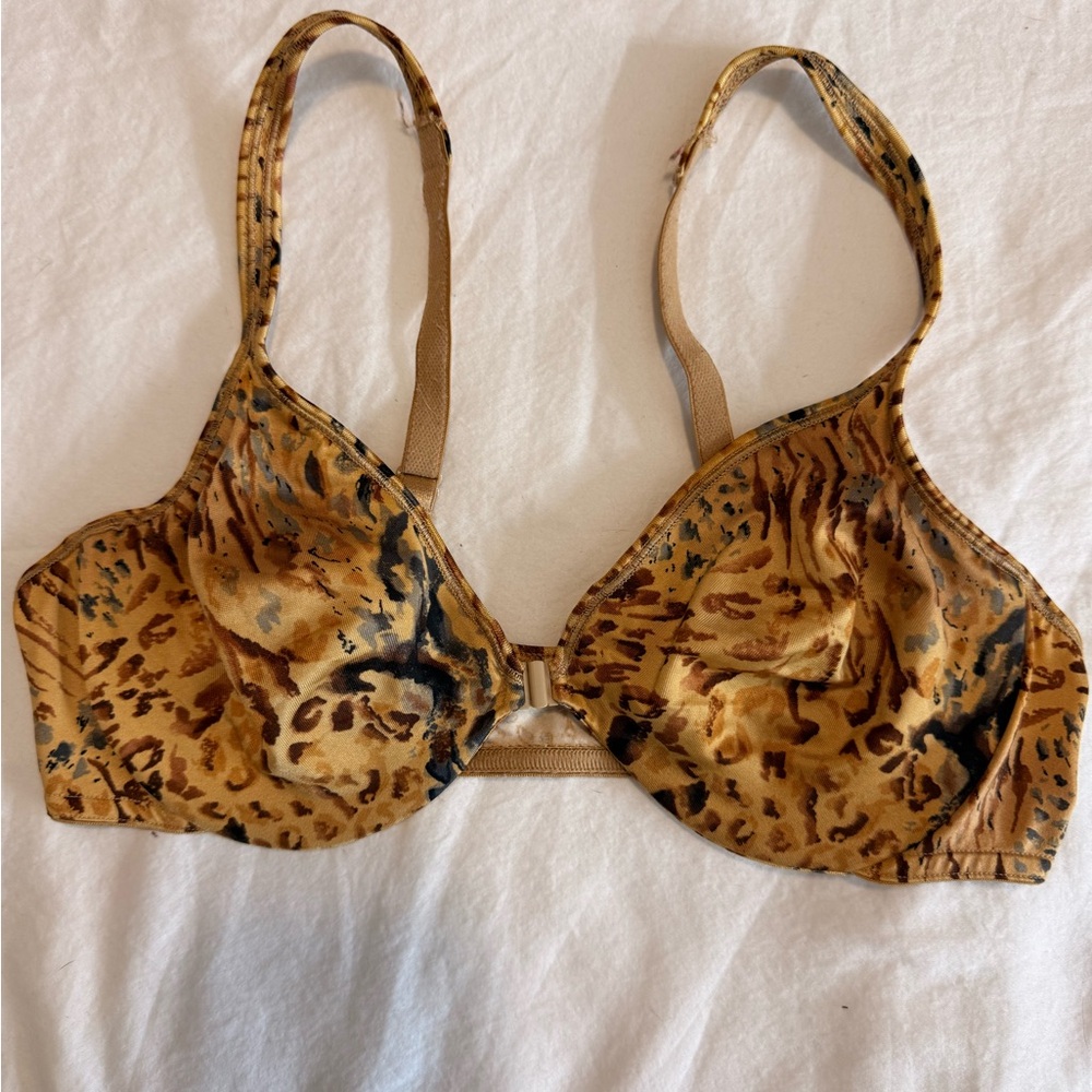 Vintage Satin Animal Print Underwire Bra